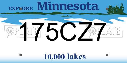 175CZ7 Minnesota License Plate