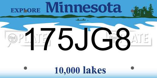 175JG8 Minnesota License Plate