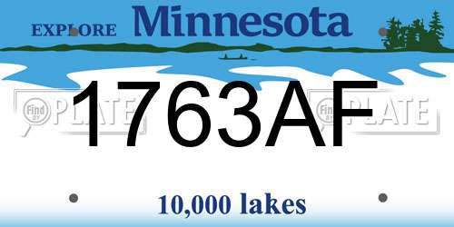 1763AF Minnesota License Plate