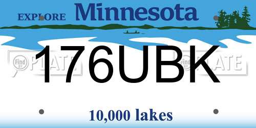 176UBK Minnesota License Plate