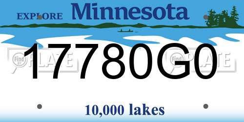17780G0 Minnesota License Plate