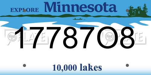 17787O8 Minnesota License Plate