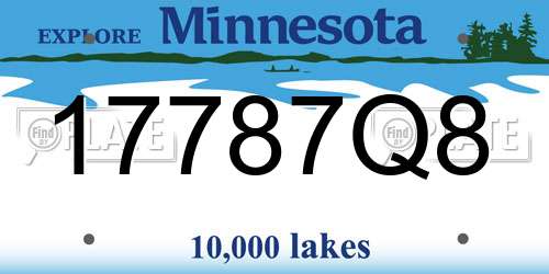 17787Q8 Minnesota License Plate