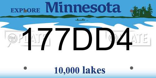 177DD4 Minnesota License Plate