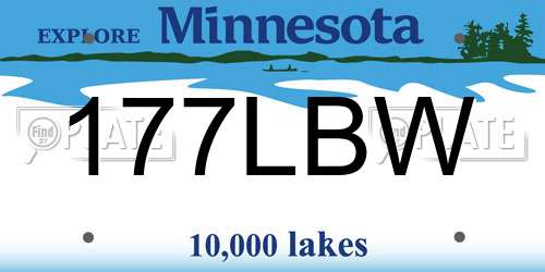 177LBW Minnesota License Plate