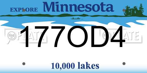 177OD4 Minnesota License Plate