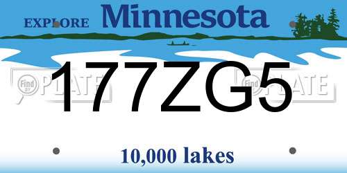 177ZG5 Minnesota License Plate