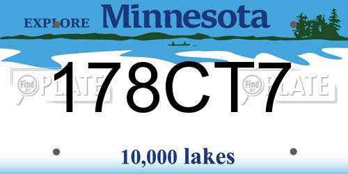 178CT7 Minnesota License Plate