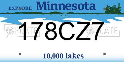 178CZ7 Minnesota License Plate