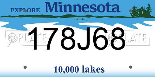 178J68 Minnesota License Plate