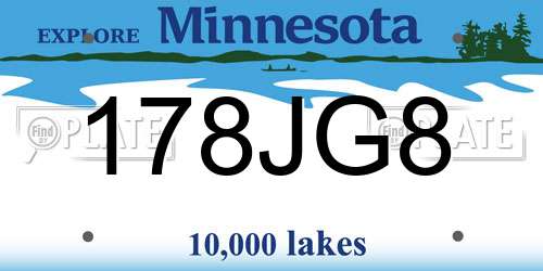 178JG8 Minnesota License Plate