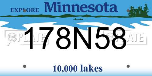 178N58 Minnesota License Plate