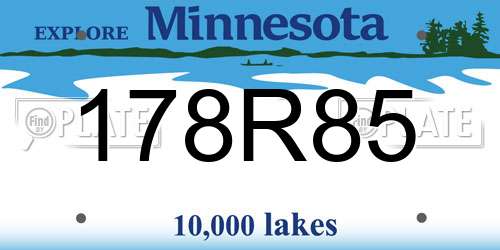 178R85 Minnesota License Plate