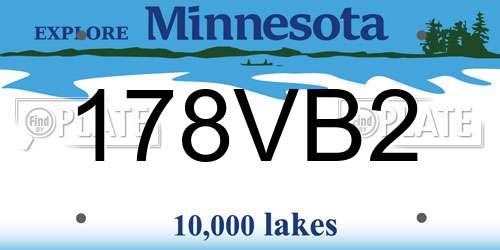 178VB2 Minnesota License Plate