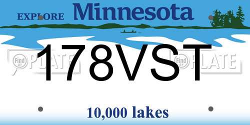 178VST Minnesota License Plate