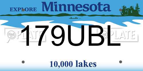 179UBL Minnesota License Plate