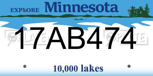 17AB474 Minnesota License Plate