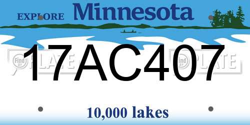 17AC407 Minnesota License Plate