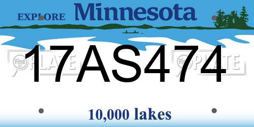 17AS474 Minnesota License Plate