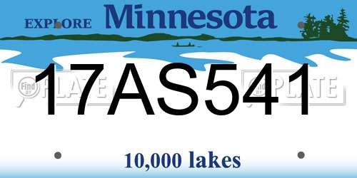 17AS541 Minnesota License Plate