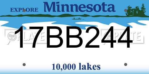 17BB244 Minnesota License Plate