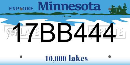 17BB444 Minnesota License Plate