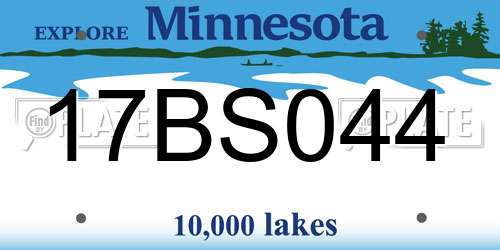 17BS044 Minnesota License Plate