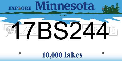 17BS244 Minnesota License Plate