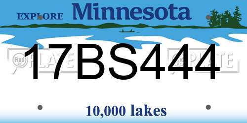 17BS444 Minnesota License Plate