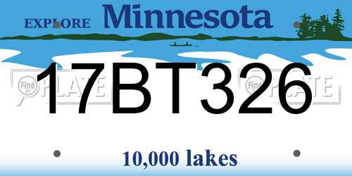17BT326 Minnesota License Plate