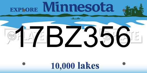 17BZ356 Minnesota License Plate