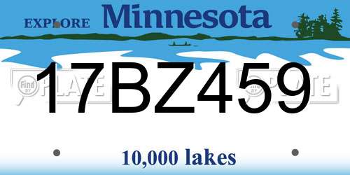 17BZ459 Minnesota License Plate