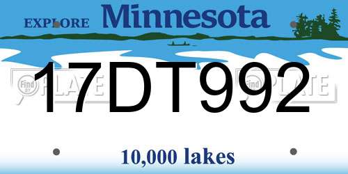 17DT992 Minnesota License Plate