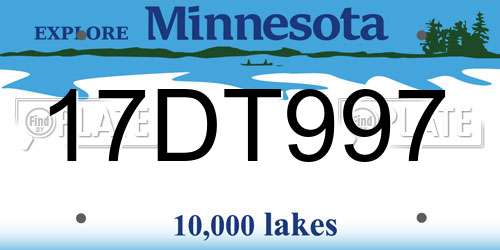 17DT997 Minnesota License Plate