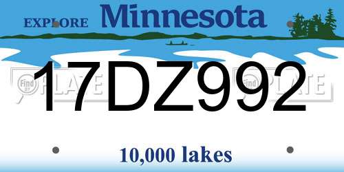 17DZ992 Minnesota License Plate