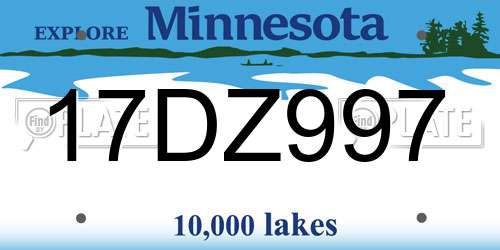 17DZ997 Minnesota License Plate