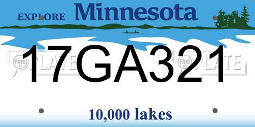 17GA321 Minnesota License Plate