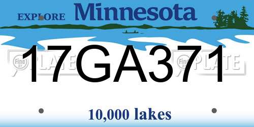 17GA371 Minnesota License Plate