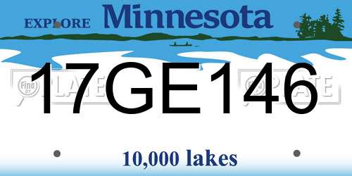17GE146 Minnesota License Plate