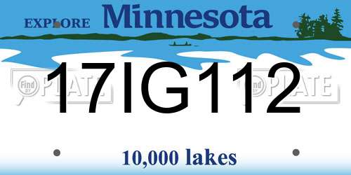 17IG112 Minnesota License Plate