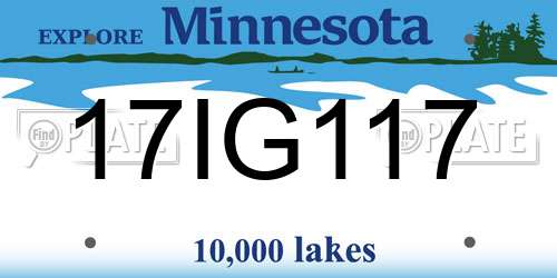 17IG117 Minnesota License Plate