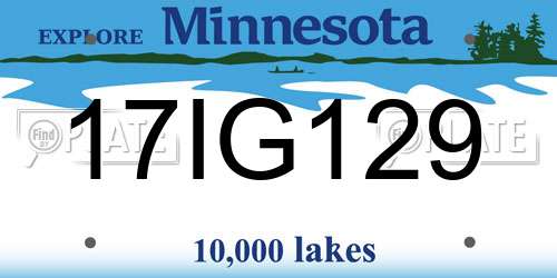 17IG129 Minnesota License Plate