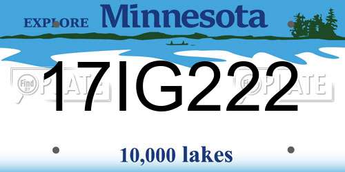 17IG222 Minnesota License Plate
