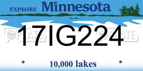 17IG224 Minnesota License Plate