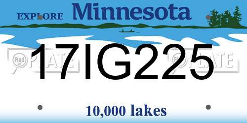 17IG225 Minnesota License Plate