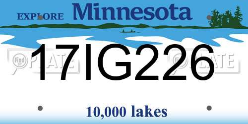 17IG226 Minnesota License Plate