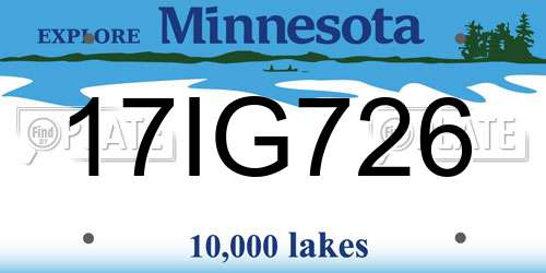 17IG726 Minnesota License Plate
