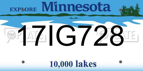17IG728 Minnesota License Plate