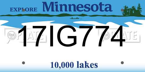 17IG774 Minnesota License Plate