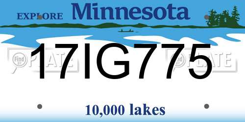 17IG775 Minnesota License Plate